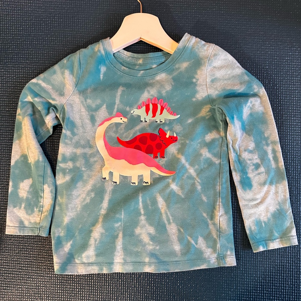 Kids dinosaur tie dye long sleeve tshirt